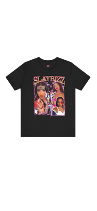 a black t - shirt with the word slazz on it